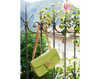 Raffia Shoulder Bag | Green And Natural