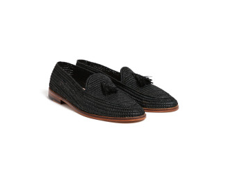 Raffia Shoes Moccasin | Black