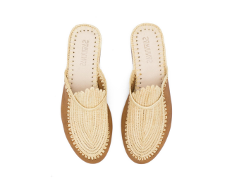 Raffia and leather Sandal | Brown - Natural