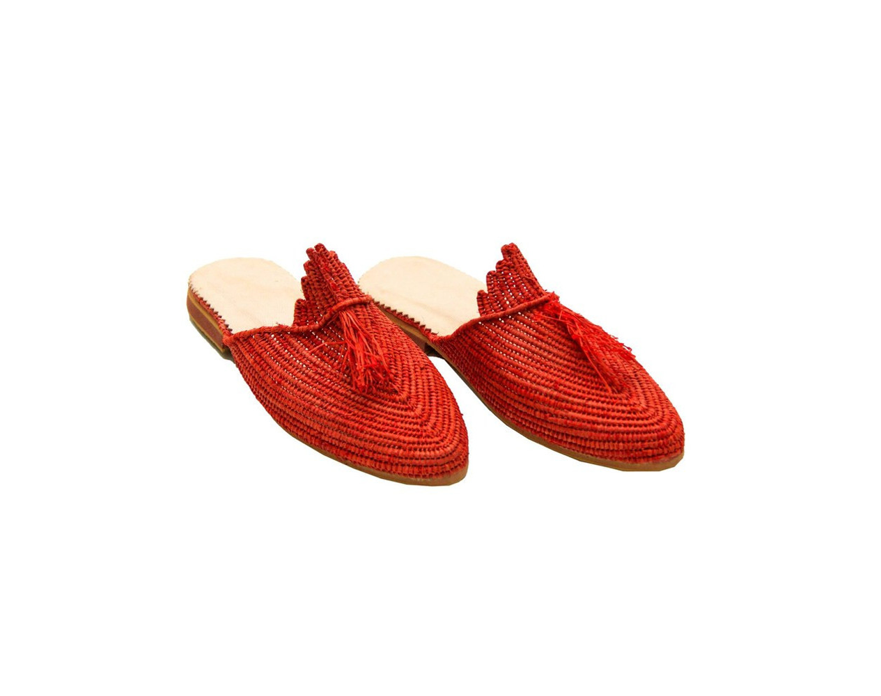 Peacock Raffia Sandal | Red