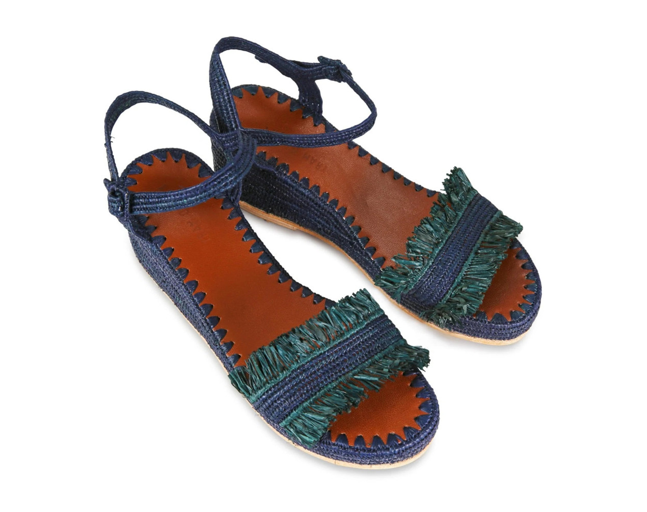 Raffia Heeled Sandals Mira | Blue