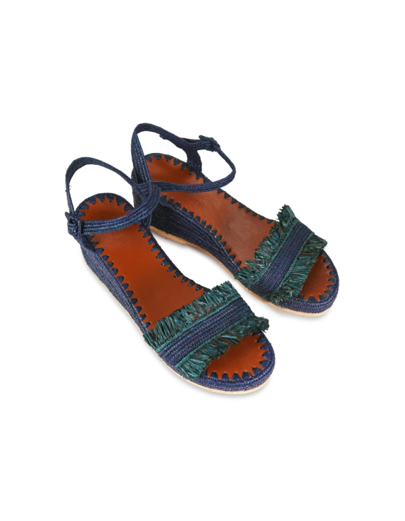 Raffia Heeled Sandals Mira | Blue